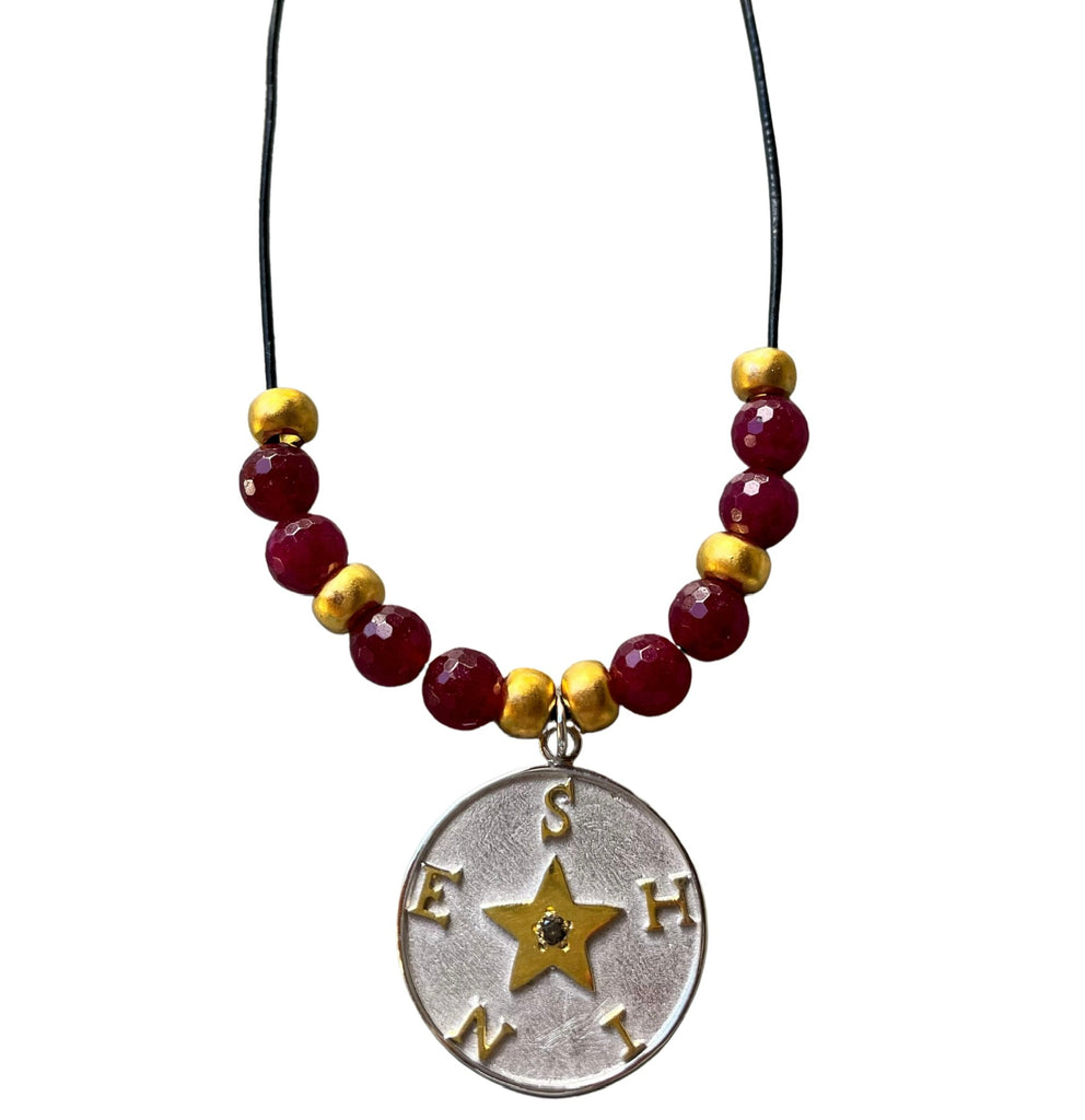 SHINE/Star on Garnet & Gold Necklace