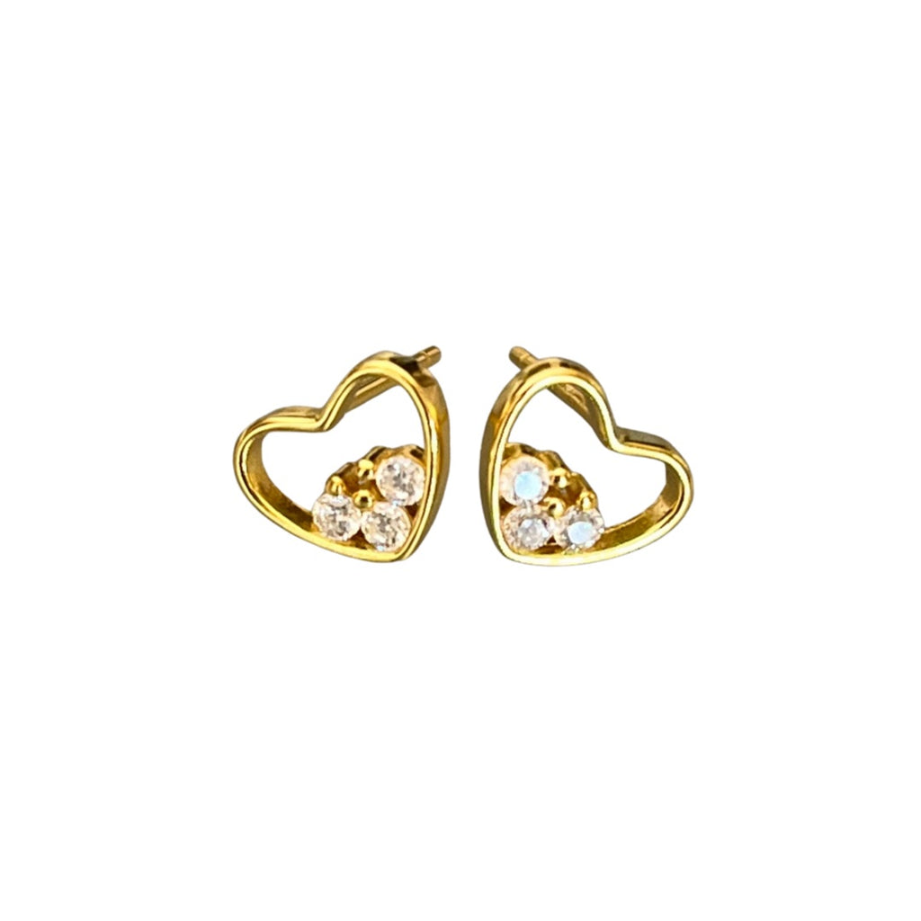Denisse Heart & CZ Diamond Stud Earrings