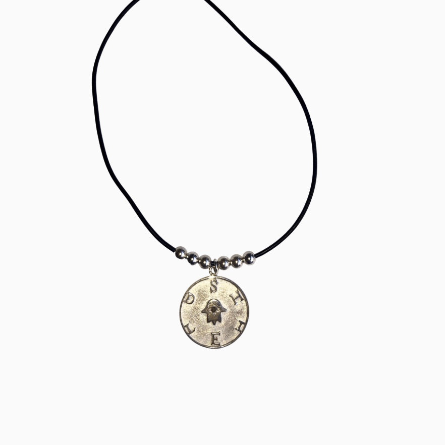 SHIELD/Hamsa on Leather Necklace