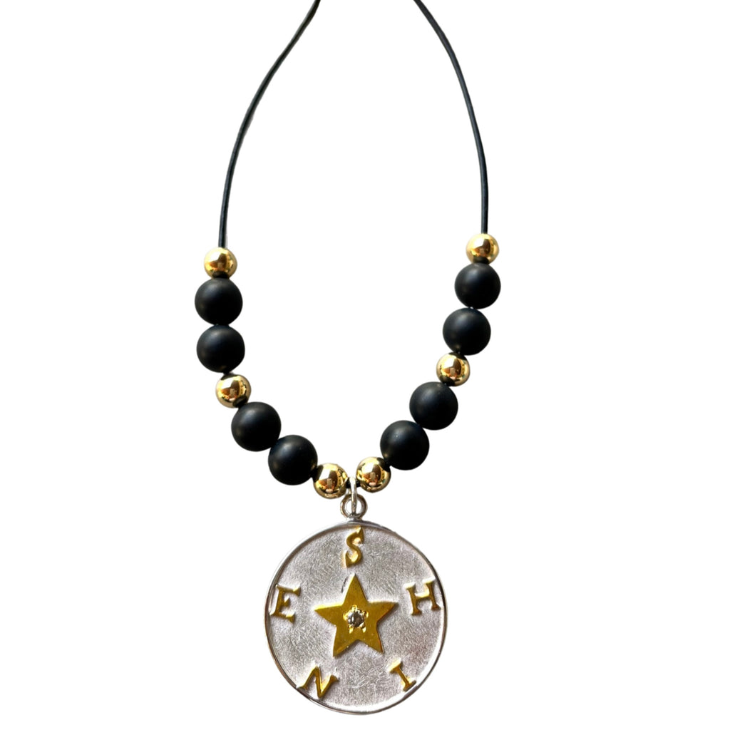 SHINE/Star on Black & Gold Necklace